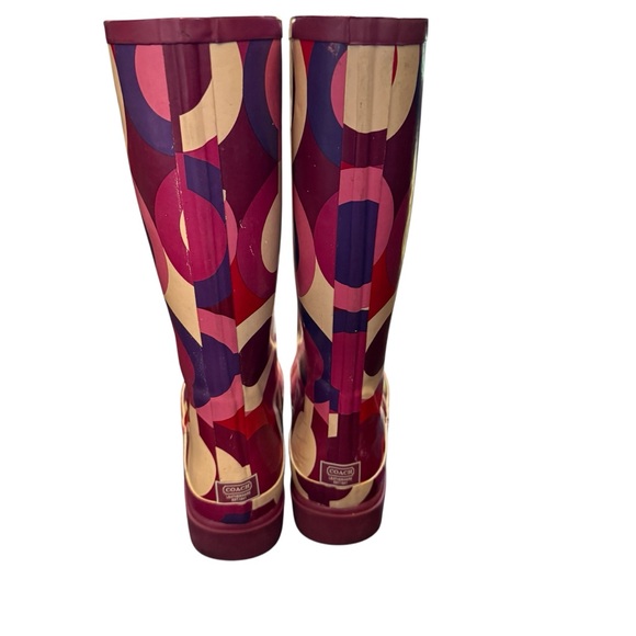 Coach Rain Boots Signature C Periwinkle Pink Logo Lace-Up Size 7B Y2K Preppy - Picture 4 of 6